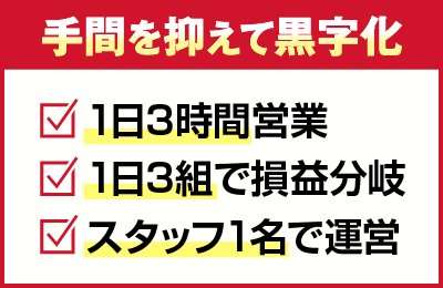 amau - 【省力化】1日3組でも黒字化を見込める