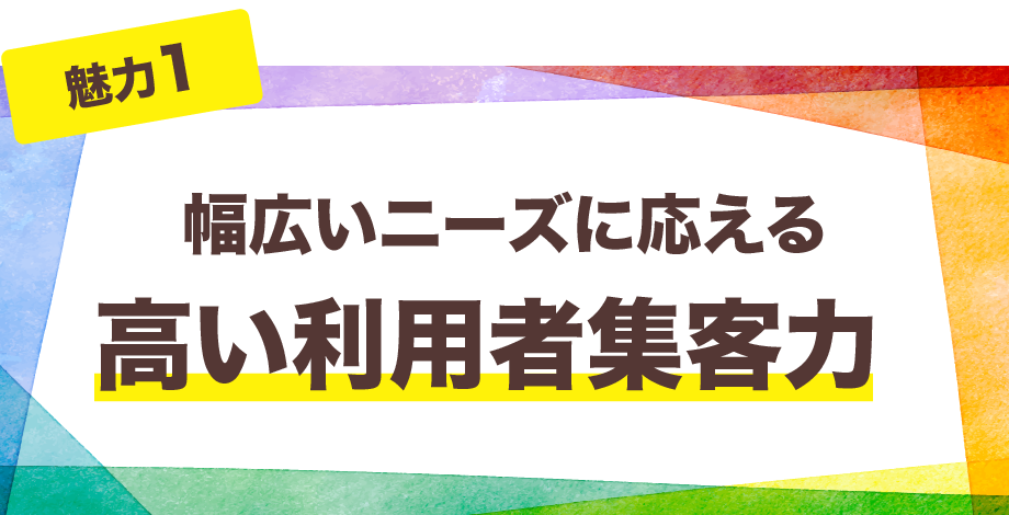 【魅力1】幅広いニーズに応える　高い利用者集客力