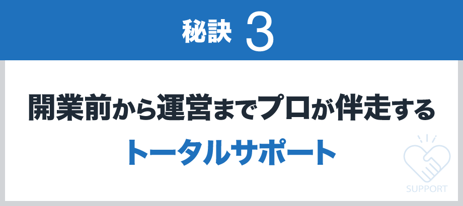 【秘訣3】開業前から運営までプロが伴走するトータルサポート