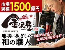 市場規模1500億円 金沢屋 地域に根ざした和の職人 独自の研修で短期の技術習得可！